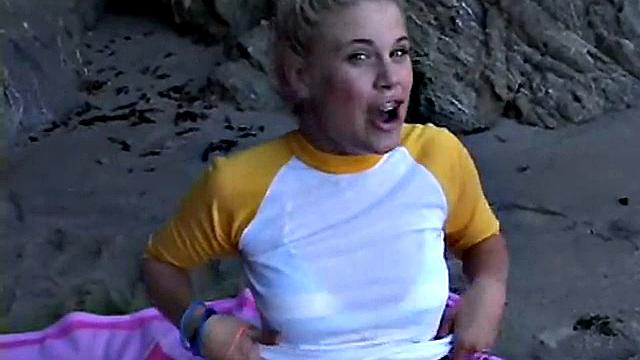 Little Summer with natural tits and sexy bikini