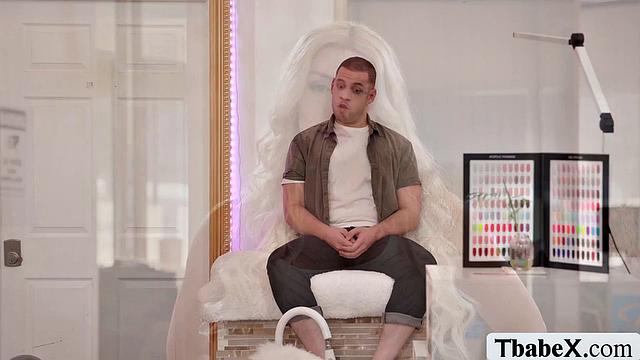 My regular customer gives me a footjob at my place