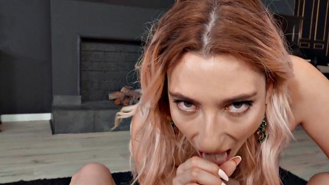 Bigtit babe stuffed by guy after giving blowjob in POV