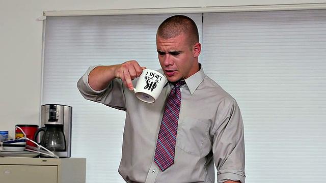 Boss gets his ass fingered before 3some with his horny office mate