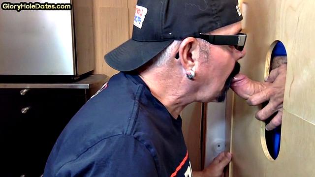 Moustache auntie gloryhole cocksuck