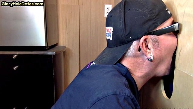 Moustache auntie gloryhole cocksuck