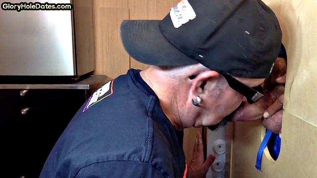Moustache auntie gloryhole cocksuck