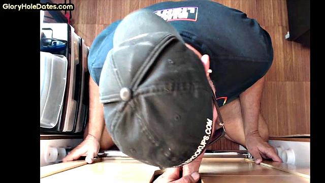 Moustache auntie gloryhole cocksuck