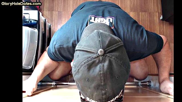 Moustache auntie gloryhole cocksuck