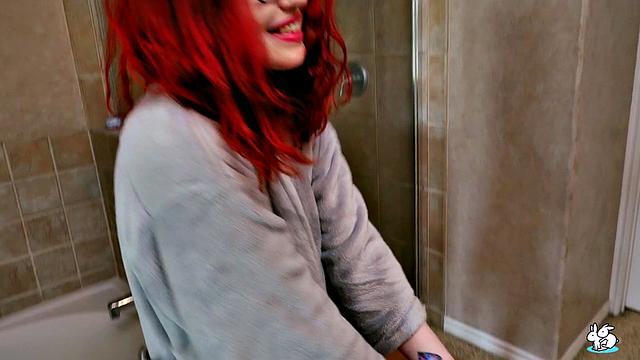 Redhead With Glasses Gets Facial