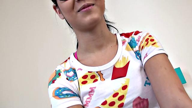 Cute Teen in Glasses Sucks like a Slut