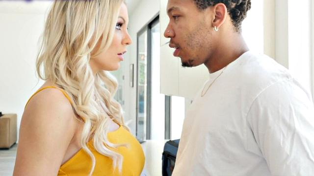 Blonde MILF with tattoos gets drilled by two big dicks in hot interracial action