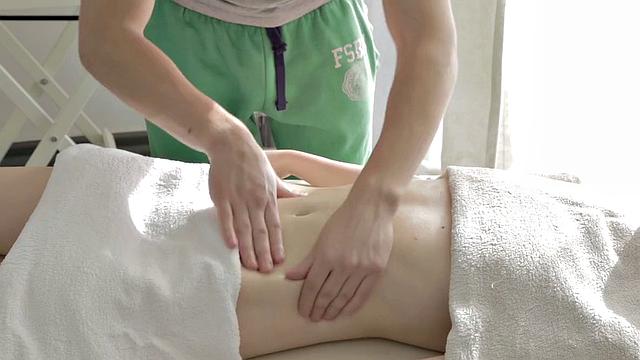 Skinny blonde enjoys big cock in hot massage porn clip