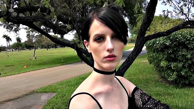 Get ready for a wild ride as you get pounded from behind by a bottomless babe in a dress and tattoos