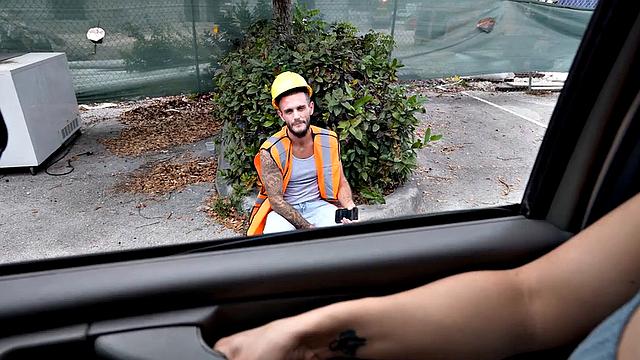 Real str8 passer fucks gay in public van outdoor