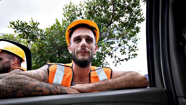 Real str8 passer fucks gay in public van outdoor