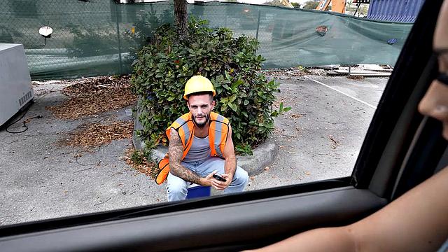 Real str8 passer fucks gay in public van outdoor