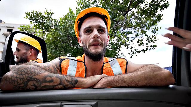 Real str8 passer fucks gay in public van outdoor