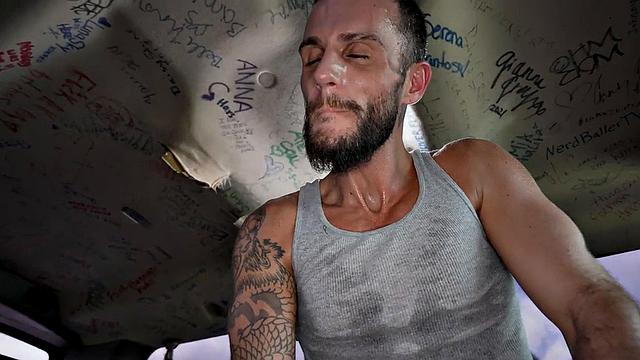 Real str8 passer fucks gay in public van outdoor