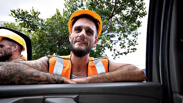 Real str8 passer fucks gay in public van outdoor