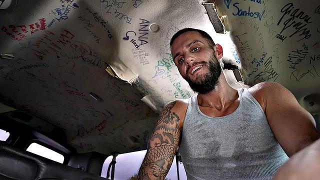 Real str8 passer fucks gay in public van outdoor