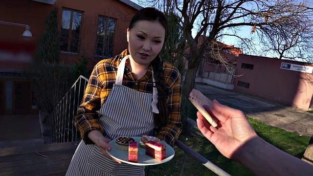 Asian public slut banged by big dick in wet hole