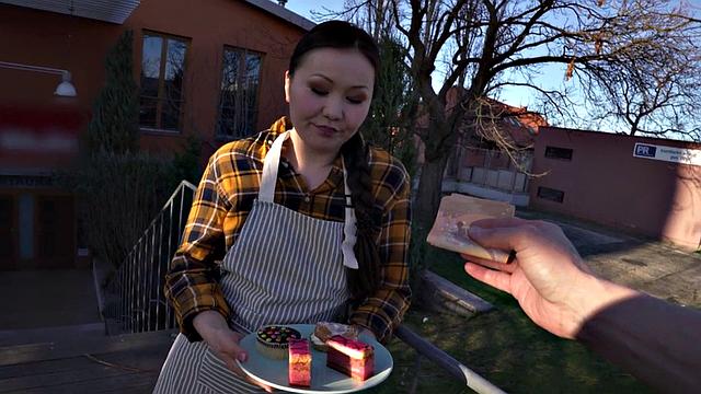 Asian public slut banged by big dick in wet hole