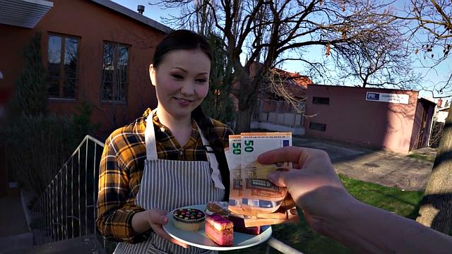 Asian public slut banged by big dick in wet hole