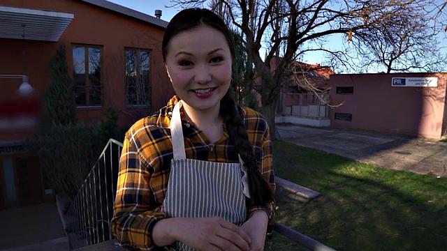 Asian public slut banged by big dick in wet hole