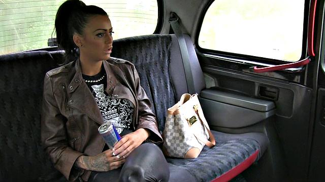 Puffy-nippled Gives Cabbie A Wild Backseat Fucking & BJ