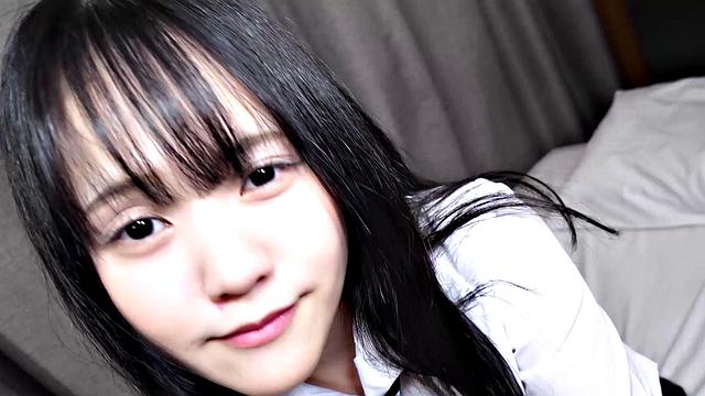 Mei Hotta wears a uniform and then masturbates while we watch