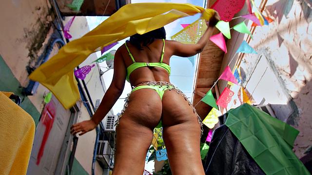 Oiled-up Brazilian Bombshell with Braids Licks Ball and Gets Pounded in Deeper Position