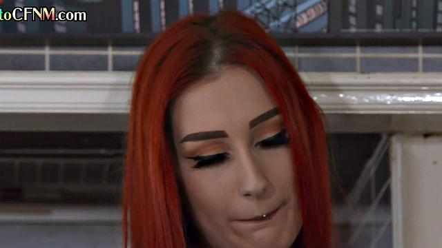 Classy Brit babes give group BJ in kitchen till cum