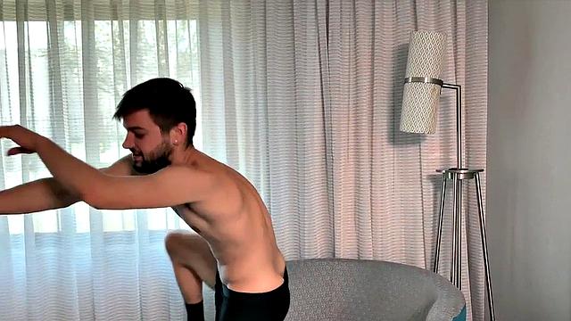 Dildo bottom barebacked by stud till cumshot