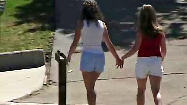Little April Kisses Her Love Outdoors And Licks Her