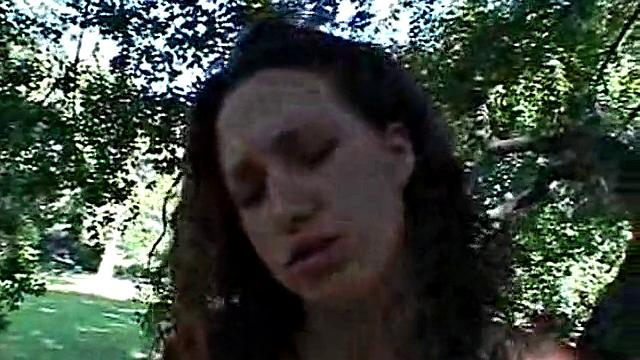 Little April Kisses Her Love Outdoors And Licks Her