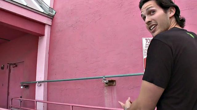 Real str8 gets gloryhole gay BJ with voyeur babe