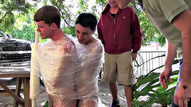 Fraternity stud fucked at party in voyeur action