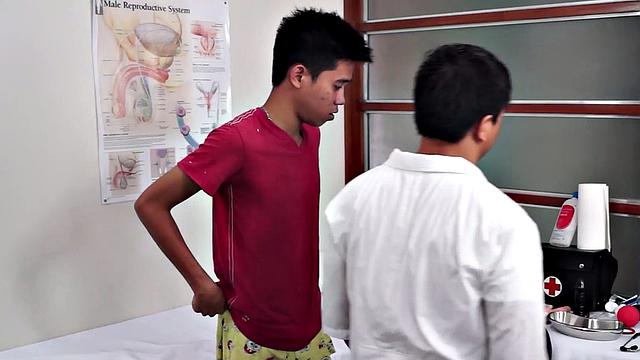 Asian enema twink toyed by his doctor at infirmary