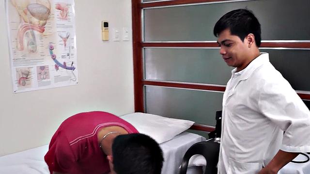 Asian enema twink toyed by his doctor at infirmary