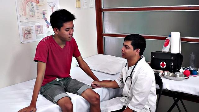 Asian enema twink toyed by his doctor at infirmary
