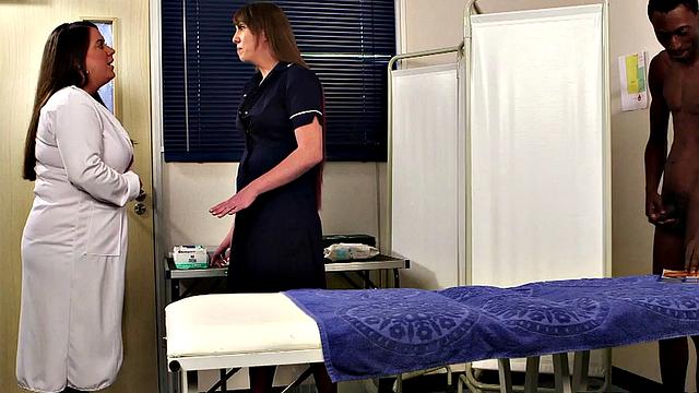 CFNM IR nurses suck and wank patients black cock in 3some