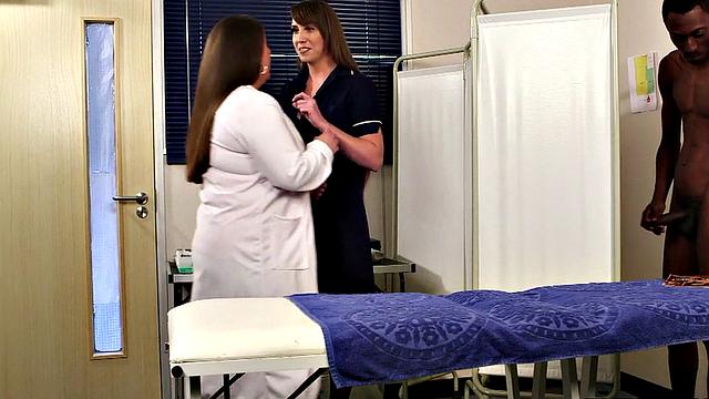 CFNM IR nurses suck and wank patients black cock in 3some