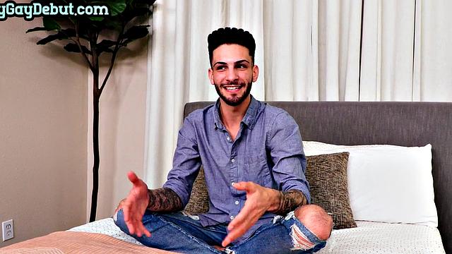 Piercedtitted eager jock wanking solo on casting