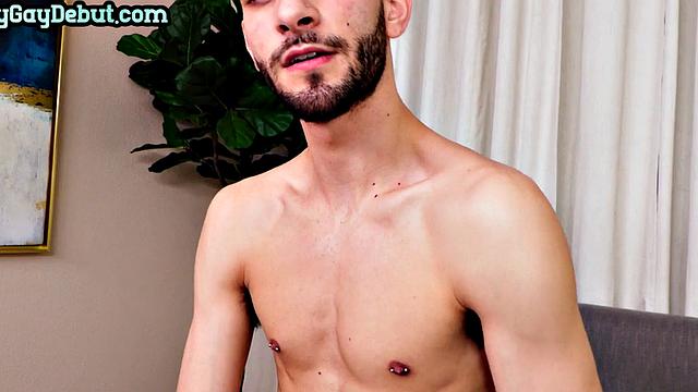 Piercedtitted eager jock wanking solo on casting