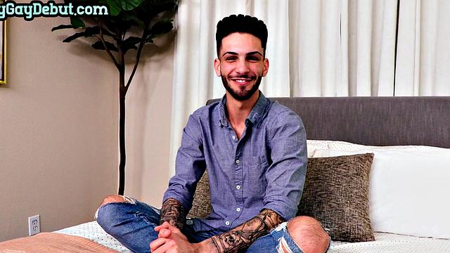 Piercedtitted eager jock wanking solo on casting