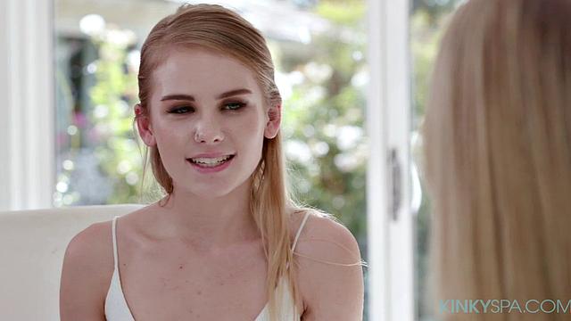 Natalie Knight gets a massage from her new boss Scarlett Sage