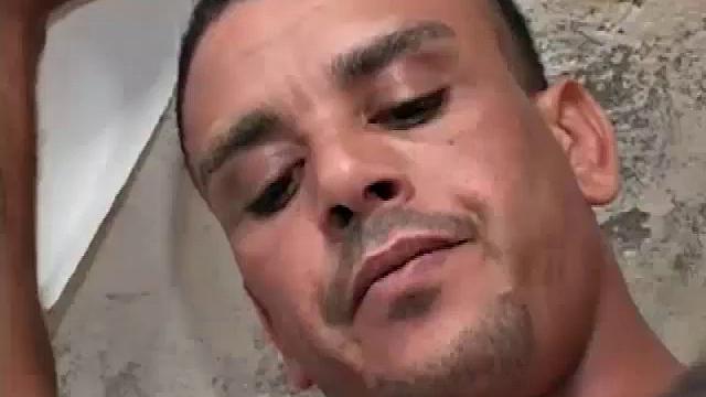 Gomez Aguilar is helping Richard Pene with some work.  Gomez gets on a ladder and Richard ends up stripping him down to his extra large dick. He does his best to take it in his mouth, but the size is just too much.