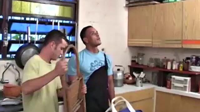 Gomez Aguilar is helping Richard Pene with some work.  Gomez gets on a ladder and Richard ends up stripping him down to his extra large dick. He does his best to take it in his mouth, but the size is just too much.