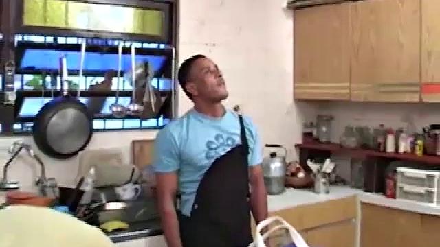 Gomez Aguilar is helping Richard Pene with some work.  Gomez gets on a ladder and Richard ends up stripping him down to his extra large dick. He does his best to take it in his mouth, but the size is just too much.