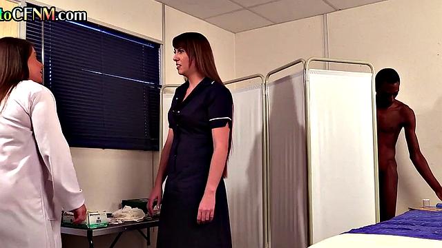 CFNM British nurses give BJ for cum sample of BBC