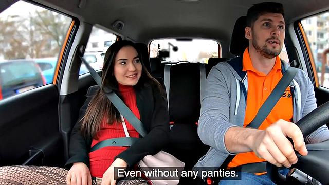 Car bae fucked by driving instructor in wet pussy hole