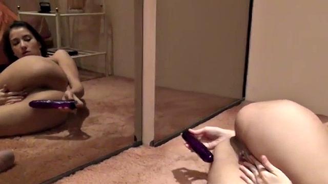 Sexy teen solo play with purple dildo