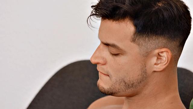 Muscular gay jock solo after working out